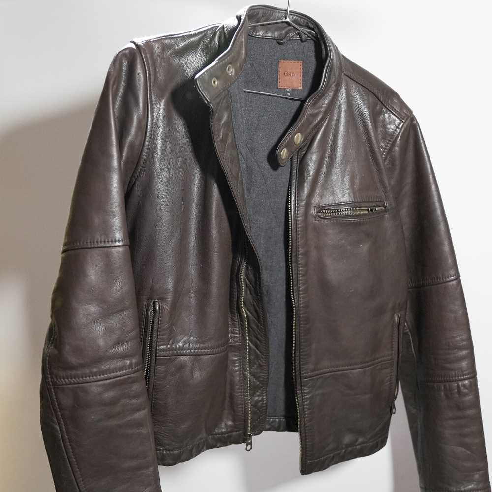 Gap 100% Cow Leather Bomber Jacket